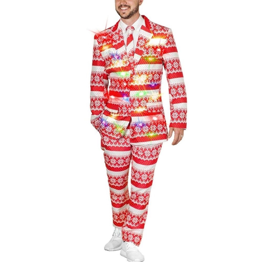 Life Of The Party 3 Piece Christmas Party Snowflake Suit w/ Flashing LED Lights